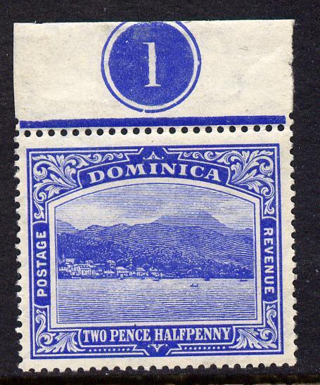 Dominica 1908-20 Roseau MCA 2.5d bright blue top marginal...