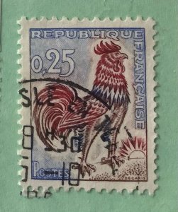 France 1962 Scott 1024 used - 25c, Gallic Cock, Rooster