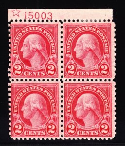 US 579 2c Washington Mint Top Plate Block F-VF OG H SCV $550