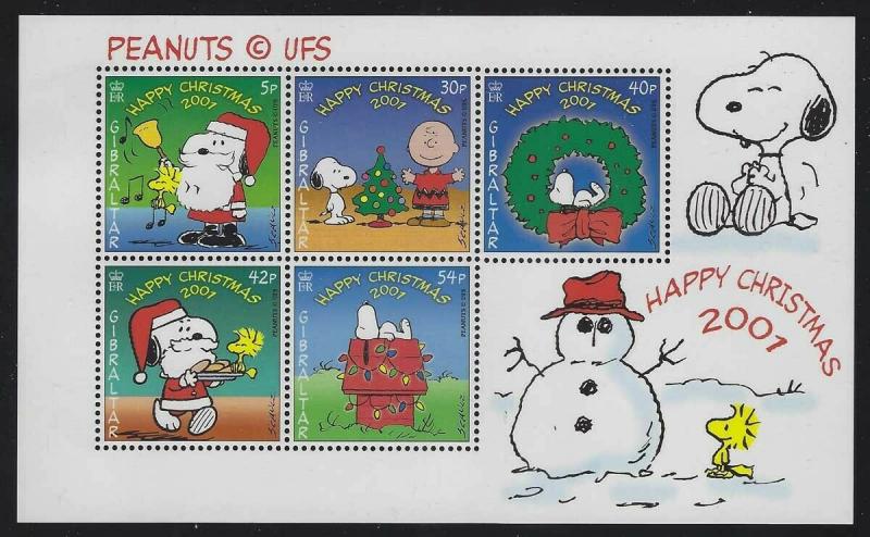 Gibraltar 2001 Snoopy Christmas set & S/S Sc# 890-94a NH