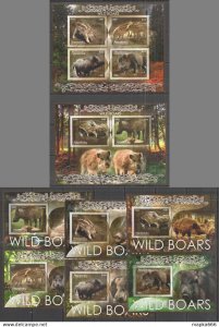 I0293 2016 Fauna Wild Boars Animals !!! 1Kb+7Bl Mnh