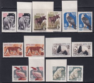 Russia 1964 Sc 2905-11 Elephant Panda Elk Pelican Tiger Lammergeier Stamp MNH