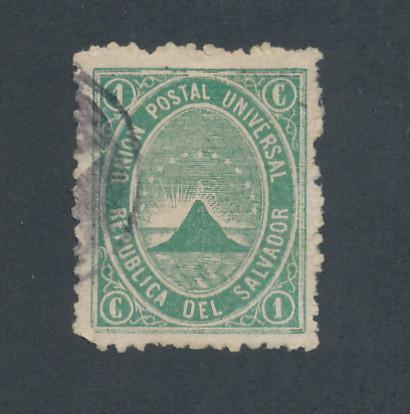 El Salvador 1879 Scott 13 used - 1c, Coat of Arms