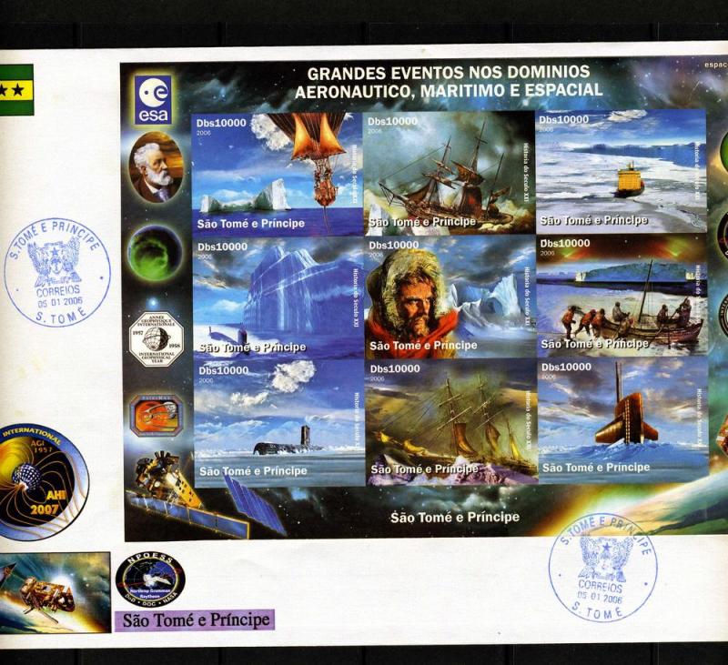 Sao Tome & Principe 2006 SPACE 21th.Century Sheet Imperforated in official FDC