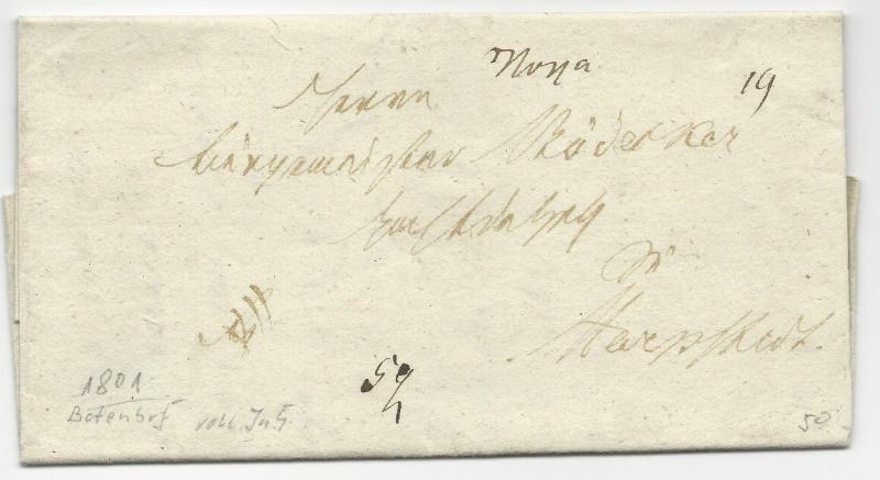 German 1801 Stampless Cover Folded Letter 