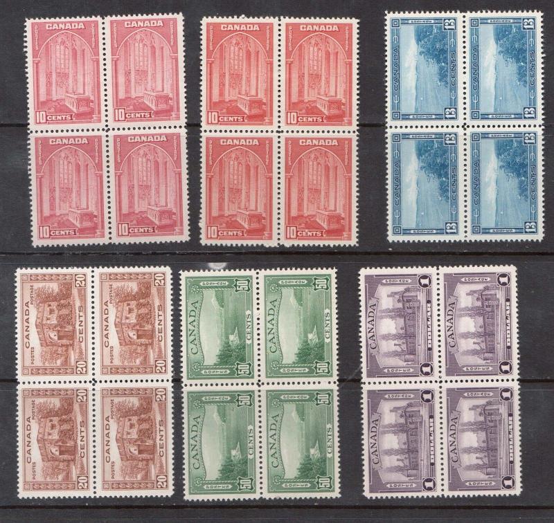 Canada #241 - #245 XF Mint Block Set