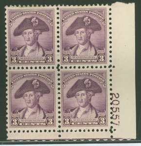 United States #708 Unused Plate Block