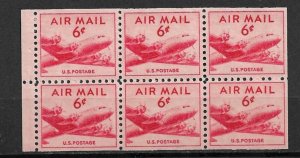 1949 ScC39a 6¢ DC4 booklet pane of 6 MH