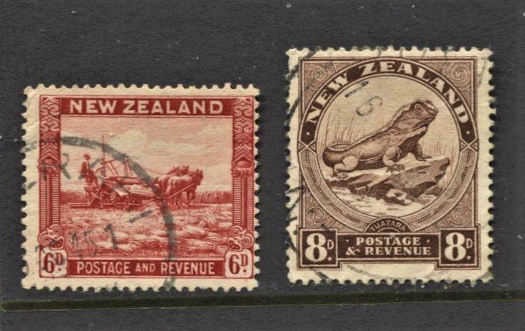 STAMP STATION PERTH New Zealand #193-194 FU Wmk.61 CV$38.00