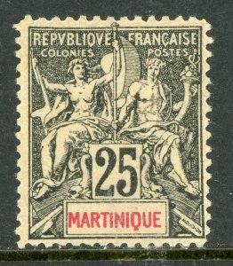 Martinique 1892 French Colony 25¢ Black Navigation & Commerce Sc #43 Mint E116