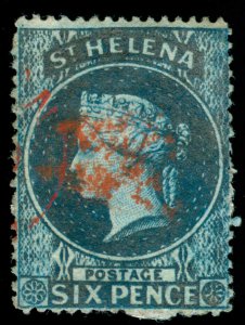 MOMEN: ST HELENA SG #2 1861 DEEP BLUE CLEAN CUT USED LOT #60417
