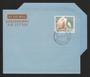 BASUTOLAND Aerogramme 6d overprint 5c Queen & Herd Boy 1961 Maseru cancel!