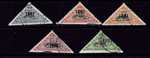 Liberia F25-29 CTO 1921 overprint set some inverted O/P