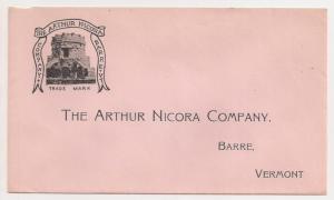 The Arthur Nicora Company Monument Maker unused envelope BARRE VT Vermont