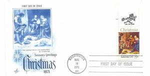 1444 Christmas 1971, Nativity ArtCraft zip tab single FDC