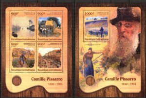 Central African Republic 2016 Art Paintings Camille Pissarro Sheet + S/S MNH