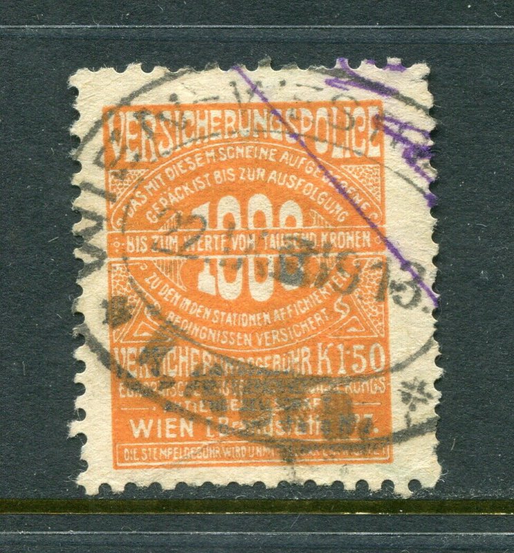 x340 - AUSTRIA 1913 Wien Versicherungspolice REVENUE Municipal Insurance Stamp