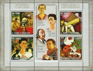 Spanish Paintings Stamp Salvador Dali Joan Miro Frida Kahlo S/S MNH #2840-2843