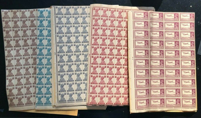 India #161a #171 - #179 (SG #273 - #277) Very Fine Never Hinged Sheets Of 320