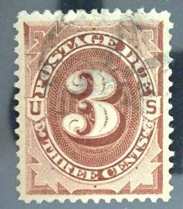 Scott #J17 - VF/XF - 3c Red Brown - Postage Due Stamps - Used - Tiny Thin - 1884