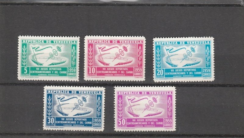 Venezuela  Scott#  735-739  MH/HR  (1959 Central America & Caribbean Games)