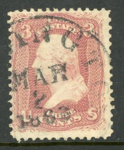 USA 1861 Washington 3¢ Rose Scott #65 VFU G191