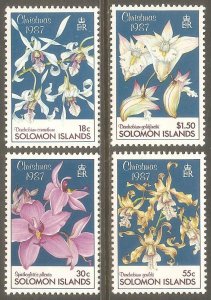 SOLOMON ISLANDS Sc# 598 - 601 MNH FVF Set4 Christmas 1987 Flowers