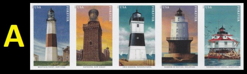 US 5625c Mid-Atlantic Lighthouses imperf NDC strip 5 A MNH 2021