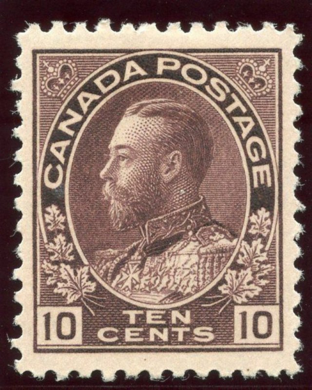 Canada 1911 KGV 10c reddish purple MLH. SG 211.