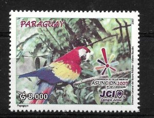 PARAGUAY 2007 AMERICA JCI CONFERENCE IN ASUNCION TUCAN PARROT BIRDS  MINT NH