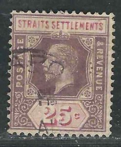 Straits Settlements  161 SG 205 25c Viol & Rd Viol Used FVF 1912 SCV $15.50