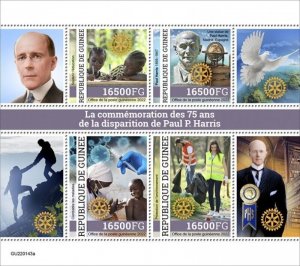 Guinea - 2022 Paul P. Harris Anniversary - 4 Stamp Sheet - GU220143a 