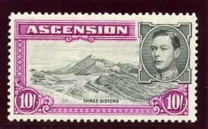 Ascension 1938 KGVI 10s black & bright purple (p13½) MLH. SG 47. Sc 49a.