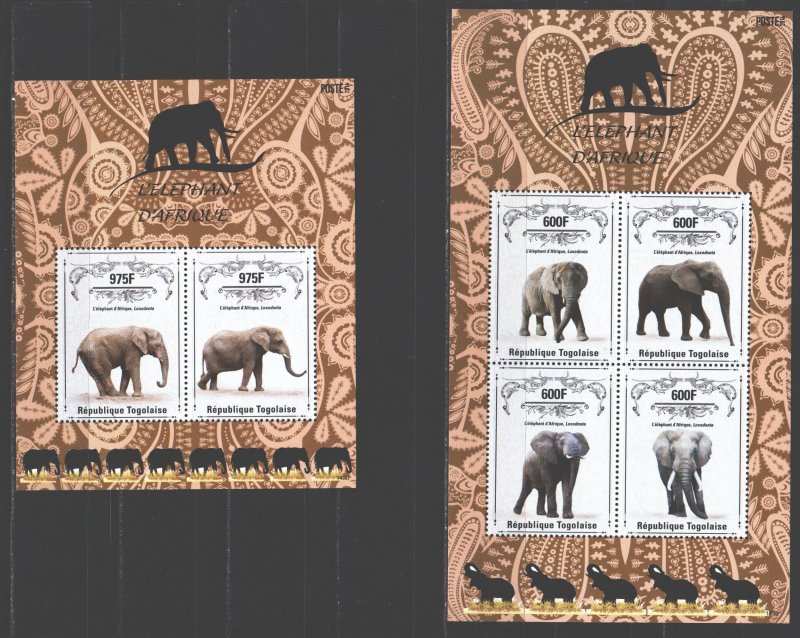 Togo. 2014. Elephants fauna. MNH.