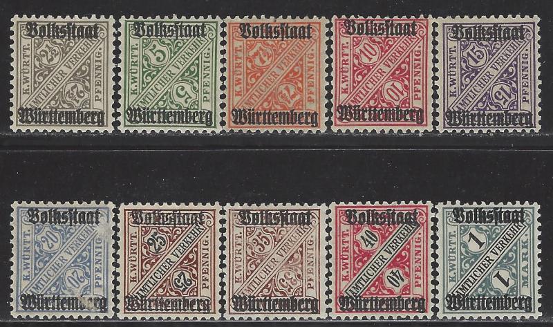 German States Wurttemberg Scott # O150 - O162, mint hr