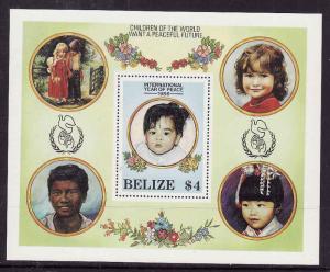 Belize-Sc#842-Unused NH sheet-International Peace Year-Children of the World-198