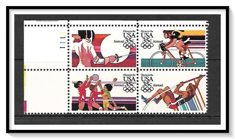 US Plate Block #C109-C112 Airmail Summer Olympics MNH