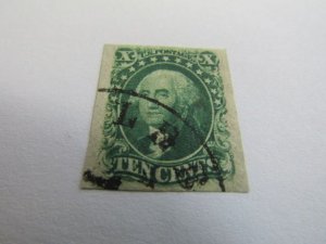 US Stamps, Scott #14 10c, Nice Margins, 1855 Washington Type II, Used VF-XF,