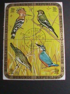 BURUNDI 1971-SC#C136 COLORFUL BEAUTIFUL LOVELY BIRDS- CTO BLOCK VERY FINE