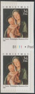 3536, Pair, W/PL# B1111,  Madonna & Child, MNH. .34cent