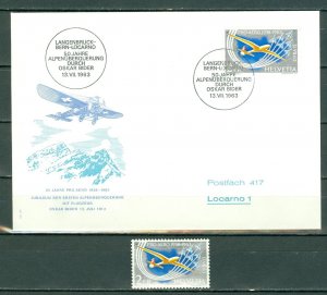 SWITZERLAND 1963  #C46 ISSUED FOR SPECIAL AIRMAIL  FLIGHT COVER ... TO LUCARNO