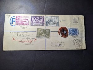 1950 Registered Letter British Seychelles Cover Victoria to Poona India