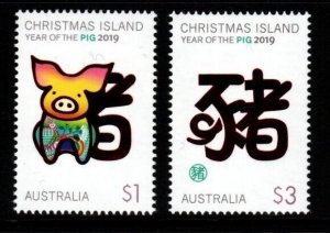 CHRISTMAS ISLAND SG897/8 2019 CHINESE NEW YEAR OF THE PIG ($1 & $3) MNH