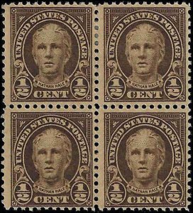 551 Mint,OG,HR/NH... Block of 4... SCV $1.50... bottom pair are Never Hinged