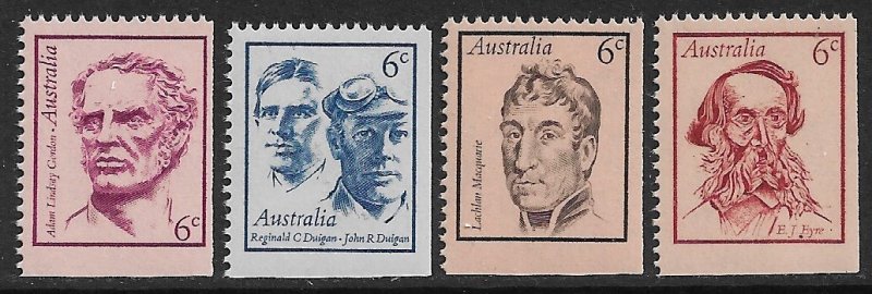 AUSTRALIA 1970 FAMOUS AUSTRALIANS Set Sc 454-457 MNH