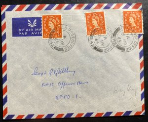 1964 British Field Post Office 142 Hong Kong Airmail Cover To BFPO 1