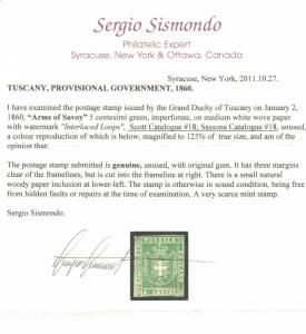 Tuscany #18 Mint **With Certificate**