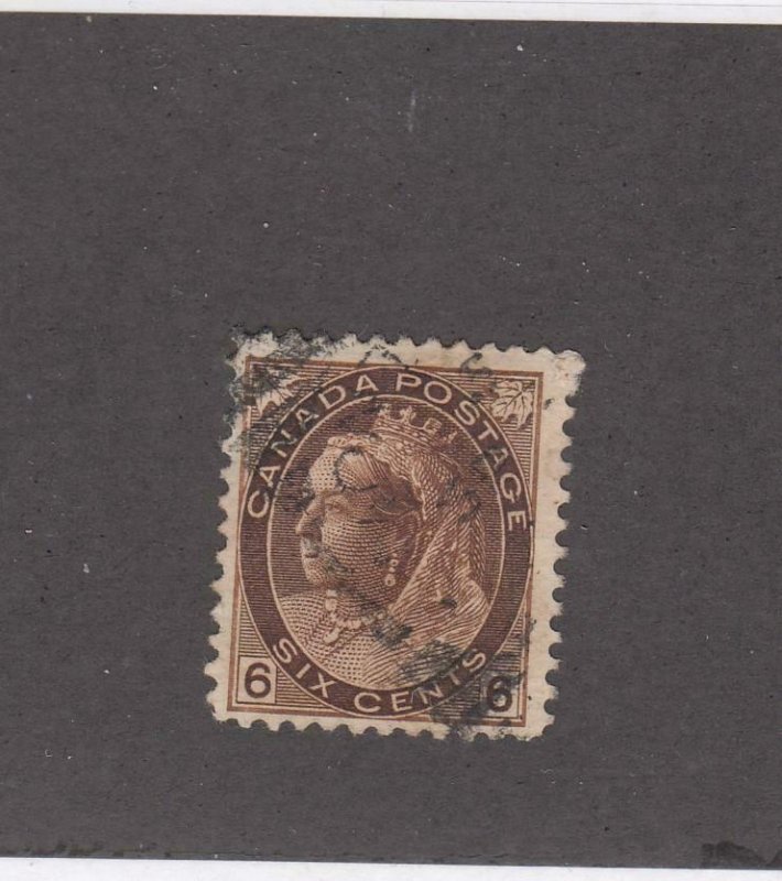 CANADA (MK4463) # 80  FVF-USED  6cts VICTORIA NUMERAL /BROWN /1898 CAT VALUE $50