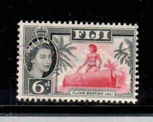 FIJI #154 1954 6p QEII & MAP OF FIJI F-VF USED