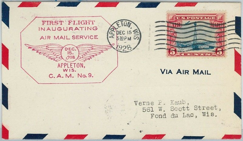 60141 - USA -  INAUGURATION Flight COVER: APPLETON, WIS  -  AMC: 9 E11   ROSE!